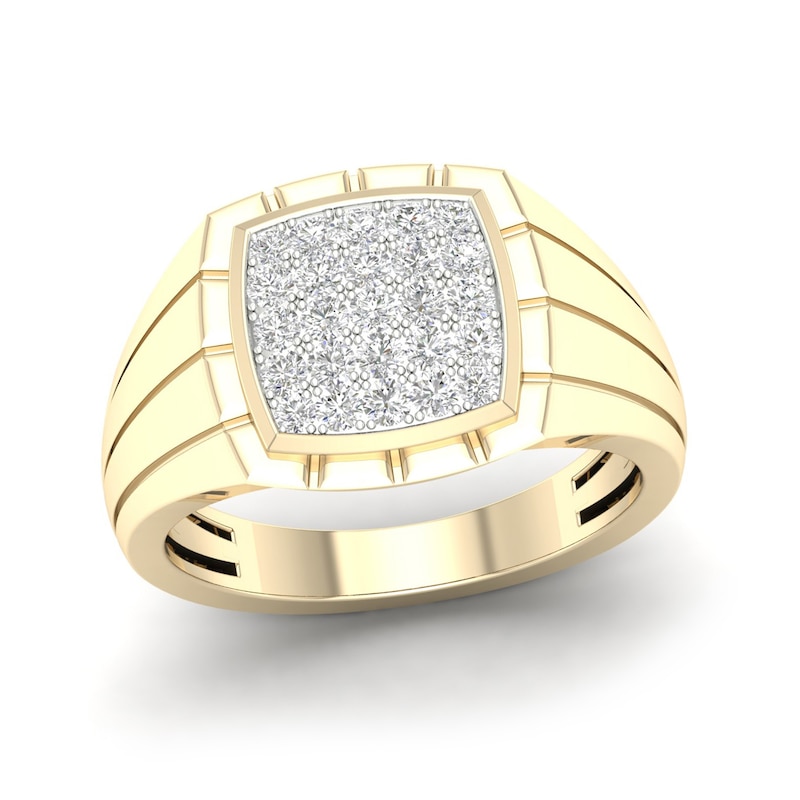 Main Image 1 of 14K Gold Plated 1/2 CT. T.W. Lab-Created Diamond Square Frame Ring