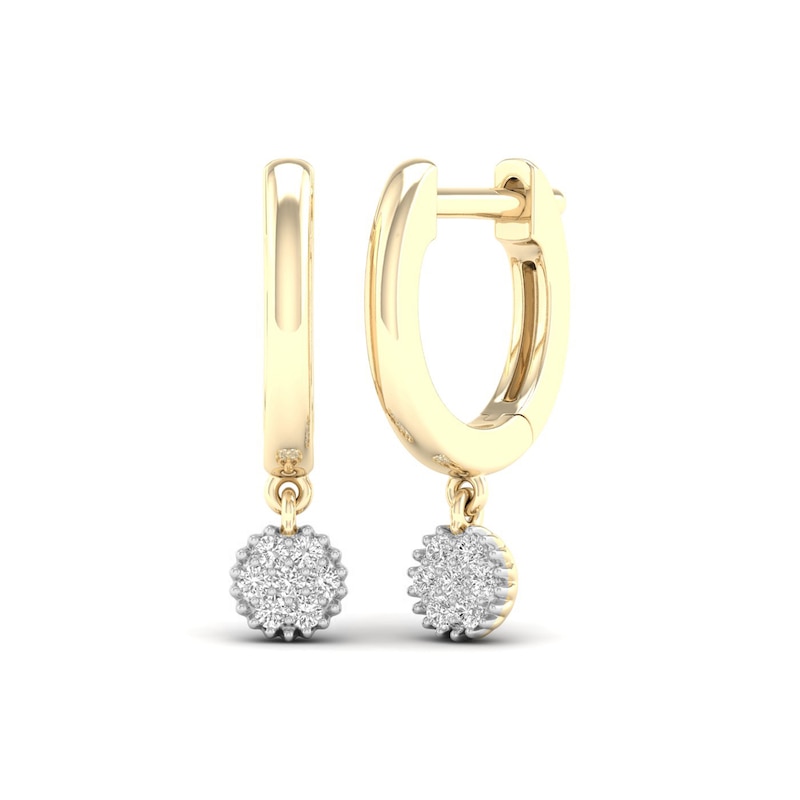 Main Image 2 of ​​​​​​​14K Gold Plated 1/10 CT. TW. Lab-Created Diamond Dangle Huggie Hoops