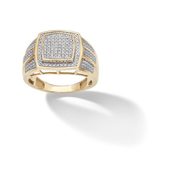 14K Gold Plated 1/20 CT. T.W. Diamond Square Ring