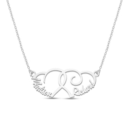 Double Hearts Two Name Necklace