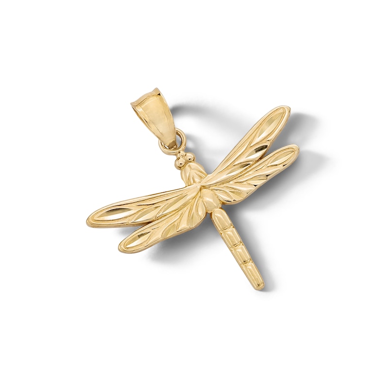 Main Image 3 of ​​​​​​​​​​​​​​10K Solid Gold Diamond-Cut Dragonfly Necklace Charm