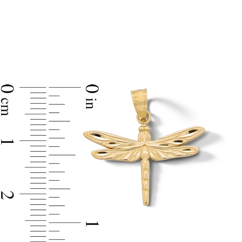 ​​​​​​​​​​​​​​10K Solid Gold Diamond-Cut Dragonfly Necklace Charm