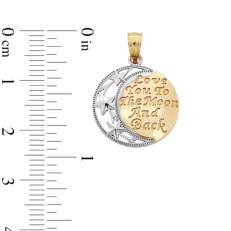 Main Image 4 of 10K Solid Gold Love You to the Moon and Back Two-Tone Necklace Charm