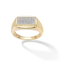 10K Solid Gold 1/5 CT. T.W. Diamond Round Edge Rectangle Ring - Size 8