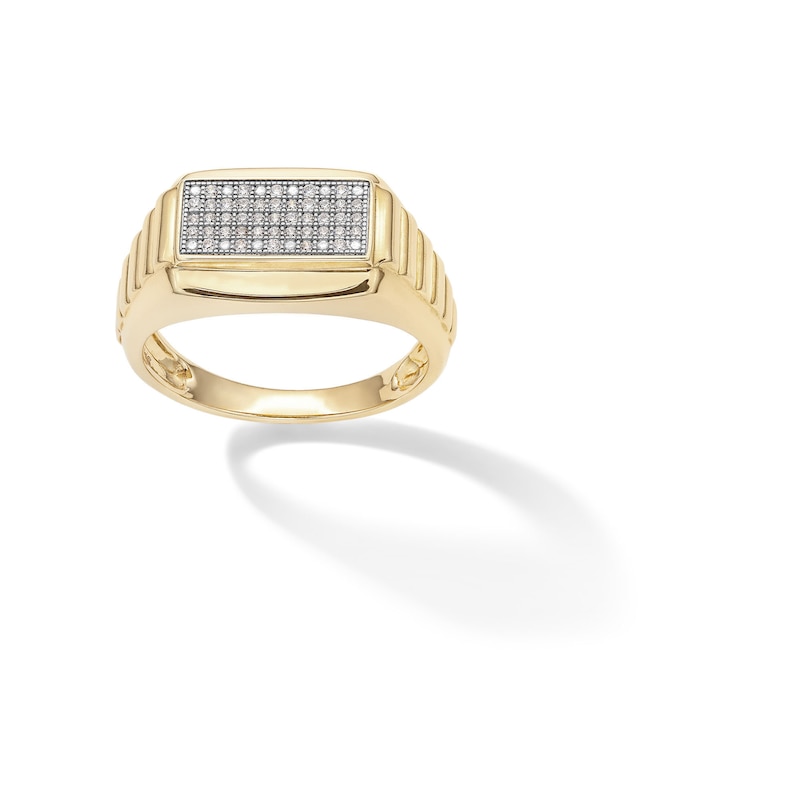 Main Image 1 of 10K Solid Gold 1/5 CT. T.W. Diamond Round Edge Rectangle Ring