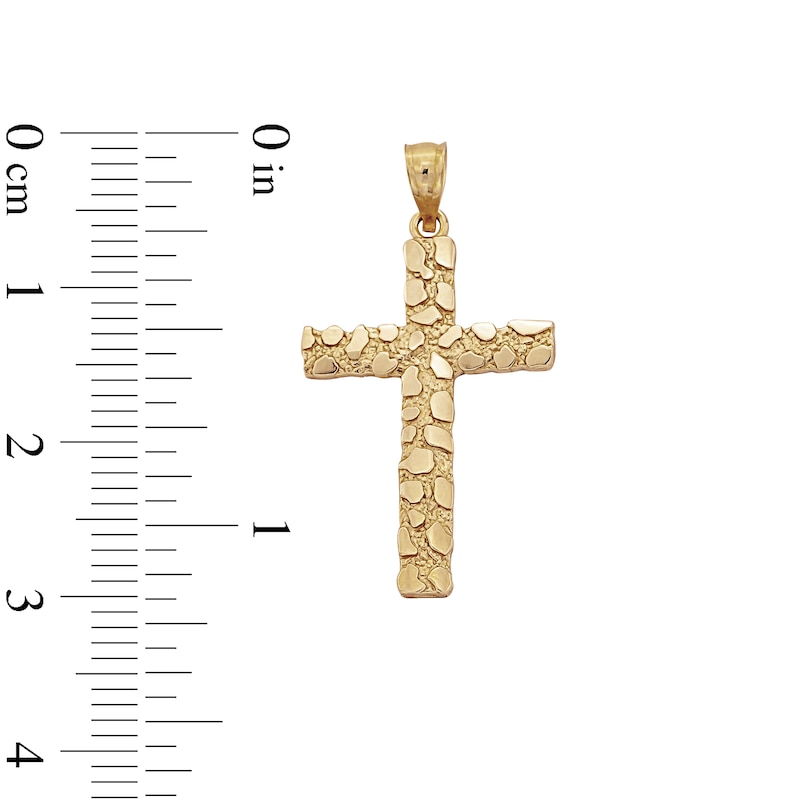 Main Image 4 of 10K Solid Gold Nugget Cross Necklace Charm