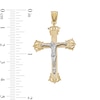 Thumbnail Image 4 of 10K Solid Gold Budded End Crucifix Two-Tone Necklace Charm