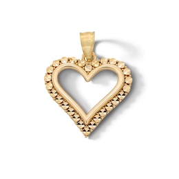 10K Solid Gold Diamond-Cut Heart Outline Necklace Charm