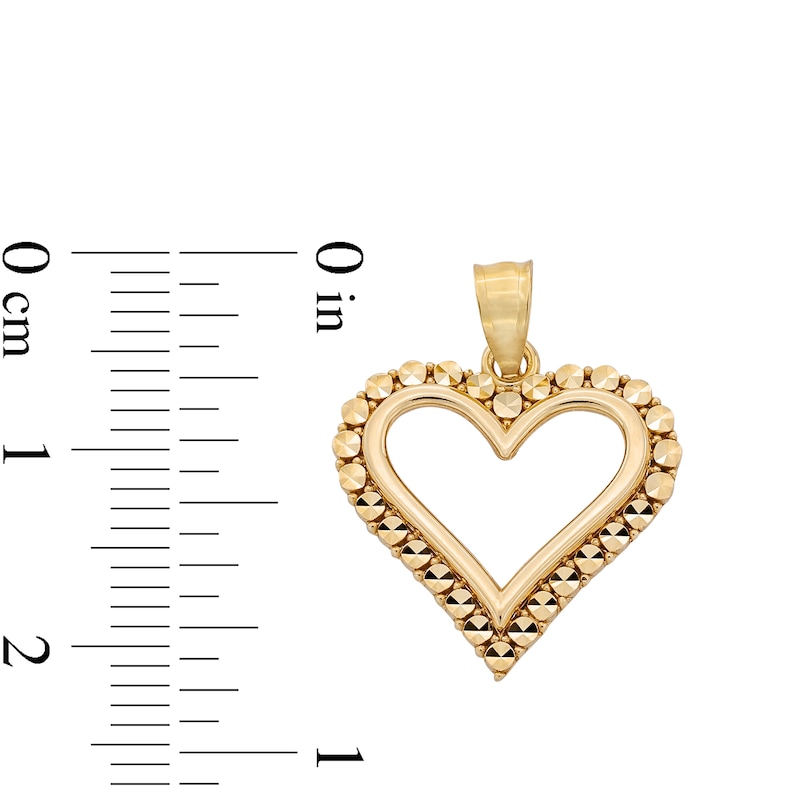 Main Image 4 of 10K Solid Gold Diamond-Cut Heart Outline Necklace Charm