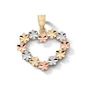 Thumbnail Image 0 of 10K Solid Gold Floral Heart Tri-Tone Necklace Charm