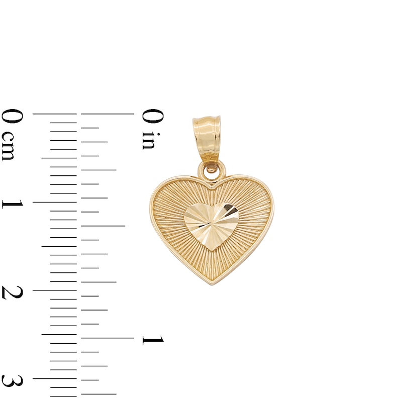 ​​​​​​​​​​​​​​10K Solid Gold Diamond-Cut Center Heart Necklace Charm