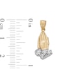 Thumbnail Image 4 of ​​​​​​​​​​​​​​10K Solid Gold CZ Praying Hands Two-Tone Necklace Charm