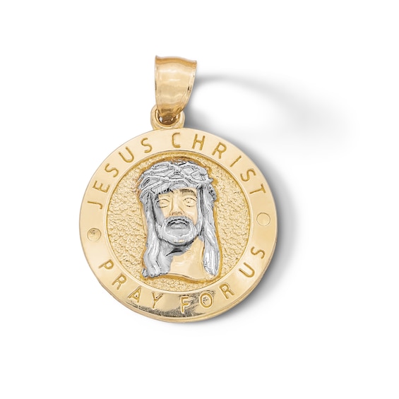 ââââââââââââââ10K Solid Gold Jesus Christ Pray For Us Two-Tone Necklace Charm