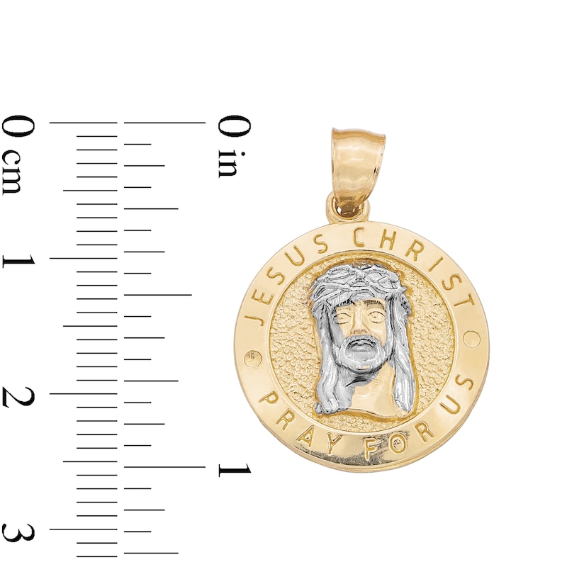 Main Image 4 of ​​​​​​​​​​​​​​10K Solid Gold Jesus Christ Pray For Us Two-Tone Necklace Charm