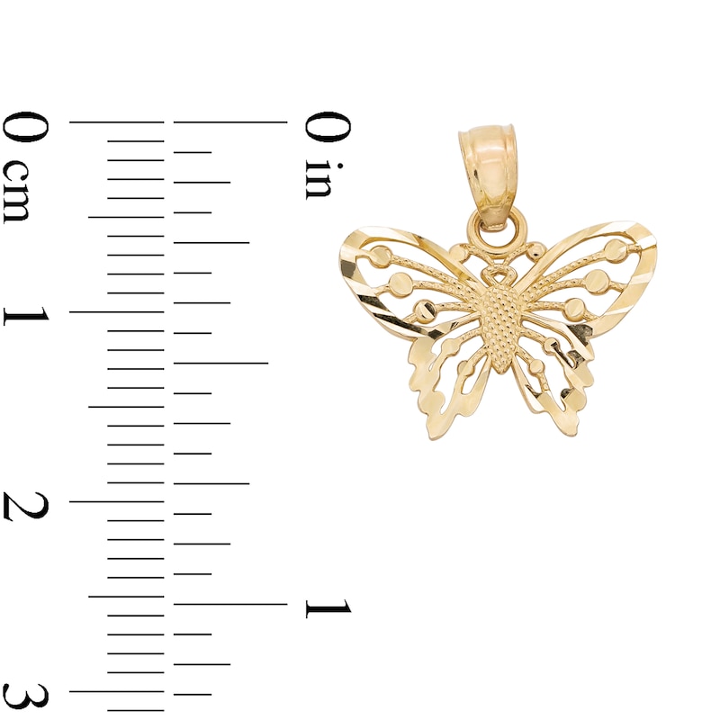 Main Image 4 of 10K Solid Gold Diamond-Cut Butterfly Necklace Charm