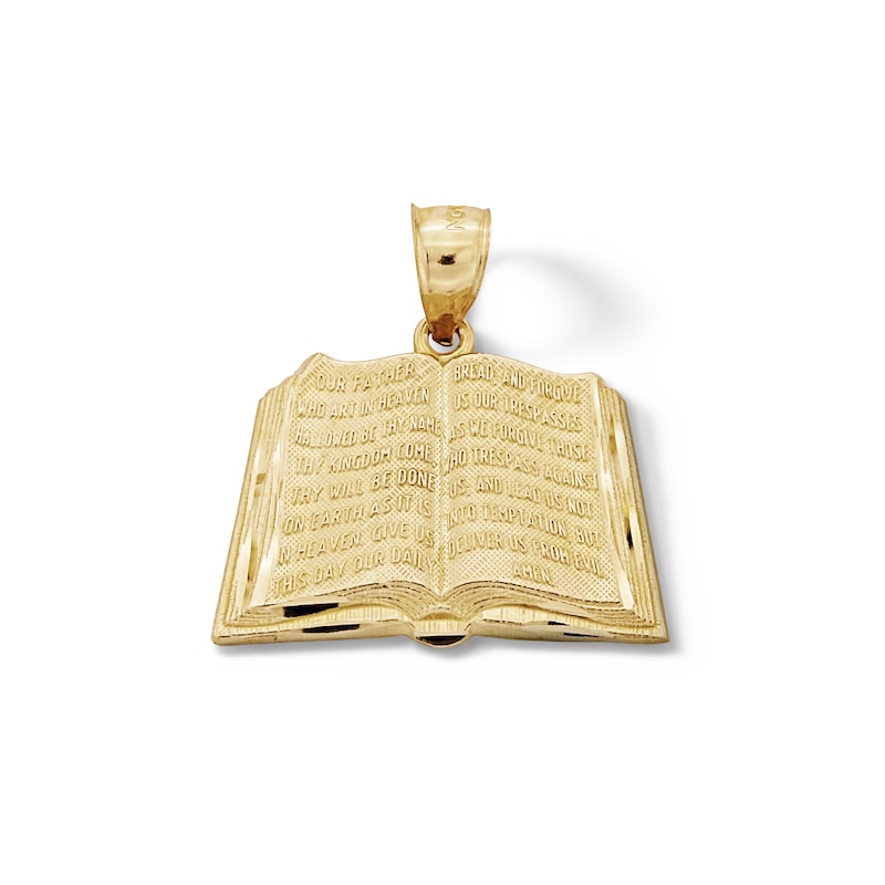 Main Image 1 of 10K Solid Gold Open Bible Necklace Charm