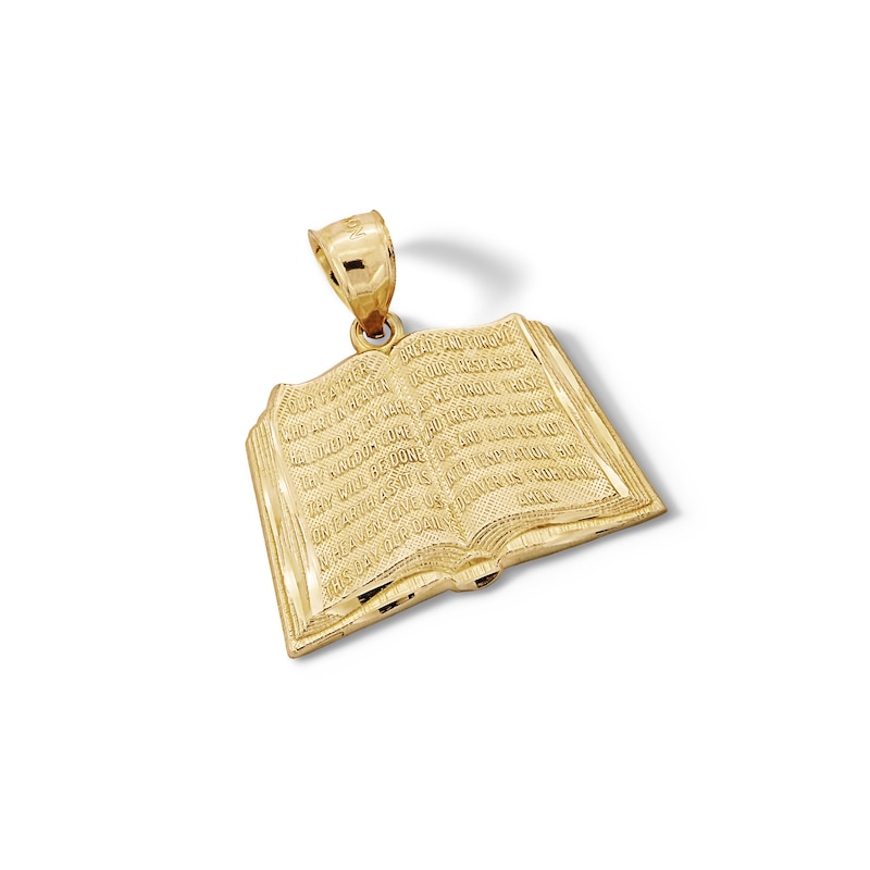 Main Image 3 of 10K Solid Gold Open Bible Necklace Charm