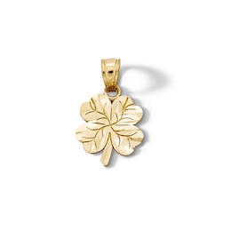 10K Solid Gold Four Leaf Clover Necklace Charm