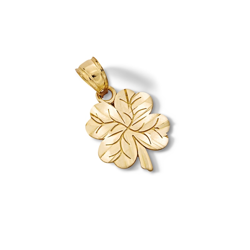 Main Image 3 of 10K Solid Gold Four Leaf Clover Necklace Charm