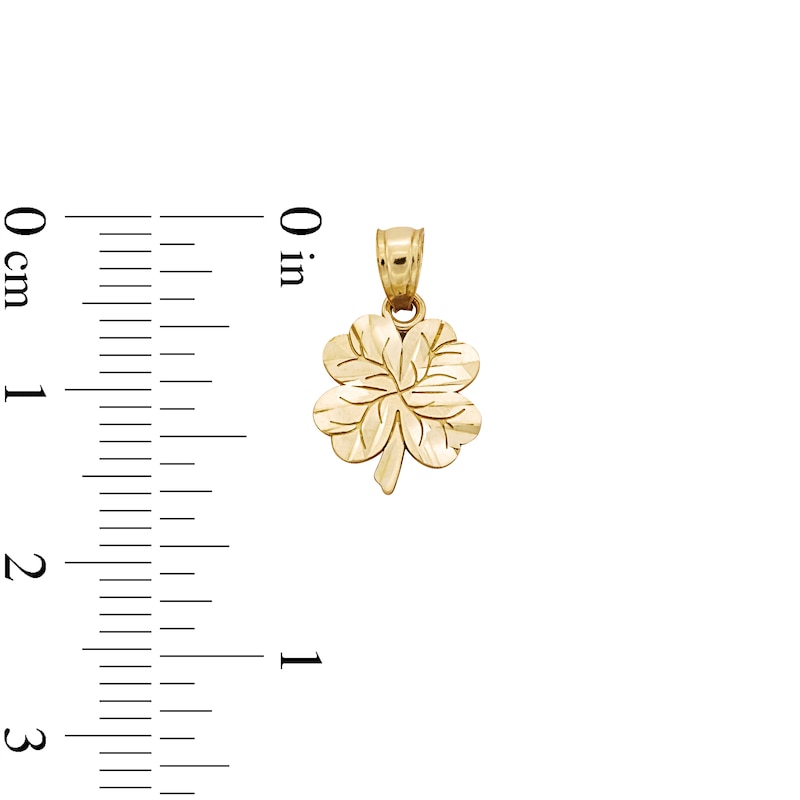 Main Image 4 of 10K Solid Gold Four Leaf Clover Necklace Charm