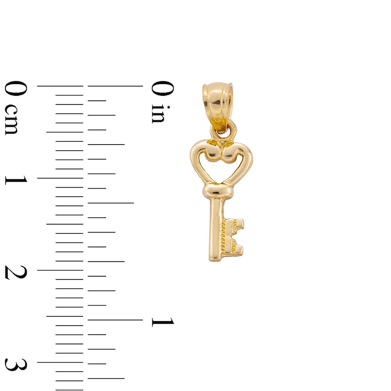 Main Image 4 of 10K Solid Gold Heart Key Necklace Charm