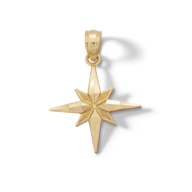 Main Image 1 of 10K Solid Gold North Star Necklace Charm