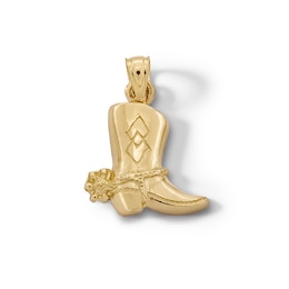 10K Solid Gold Cowboy Boot Necklace Charm