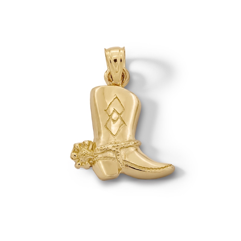 Main Image 1 of 10K Solid Gold Cowboy Boot Necklace Charm