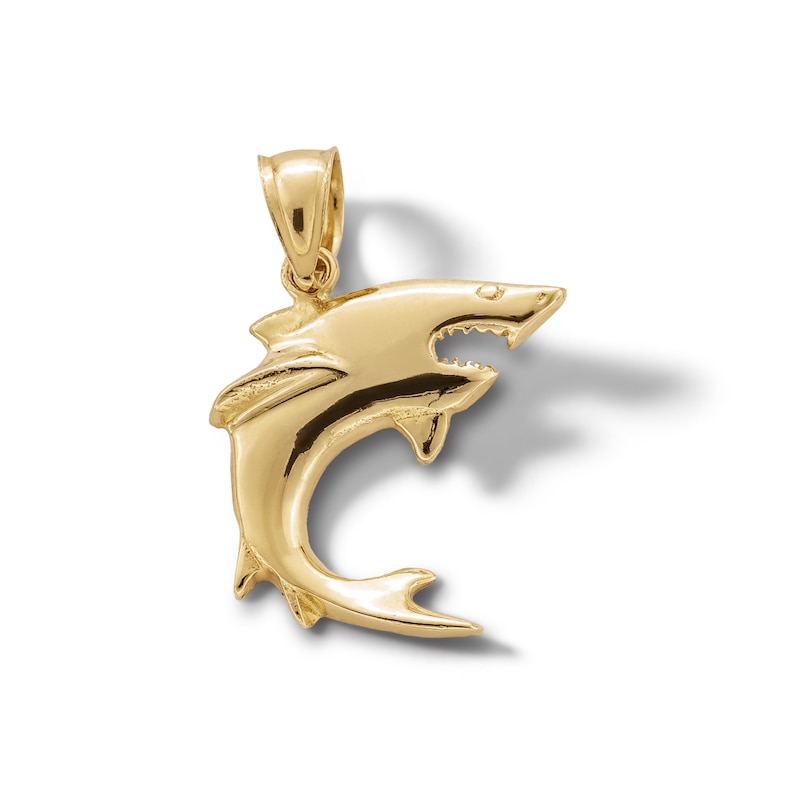 Main Image 1 of ​​​​​​​10K Solid Gold Shark Necklace Charm