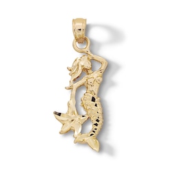 10K Solid Gold Mermaid Necklace Charm