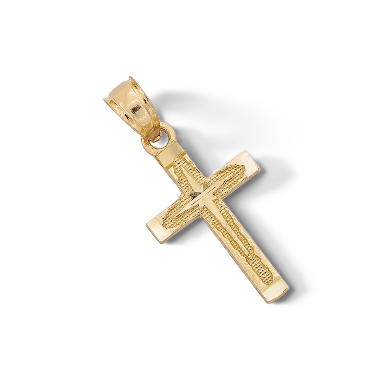 Main Image 3 of ​​​​​​​​​​​​​​10K Solid Gold Diamond-Cut North Star Cross Necklace Charm