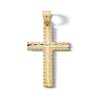 Thumbnail Image 1 of 10K Solid Gold Diamond-Cut Ridge Edge Cross Necklace Charm