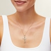 Thumbnail Image 2 of 10K Solid Gold Diamond-Cut Ridge Edge Cross Necklace Charm