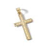 Thumbnail Image 3 of 10K Solid Gold Diamond-Cut Ridge Edge Cross Necklace Charm