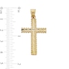 Thumbnail Image 4 of 10K Solid Gold Diamond-Cut Ridge Edge Cross Necklace Charm