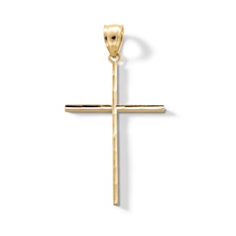 10K Solid Gold Slender Cross Necklace Charm