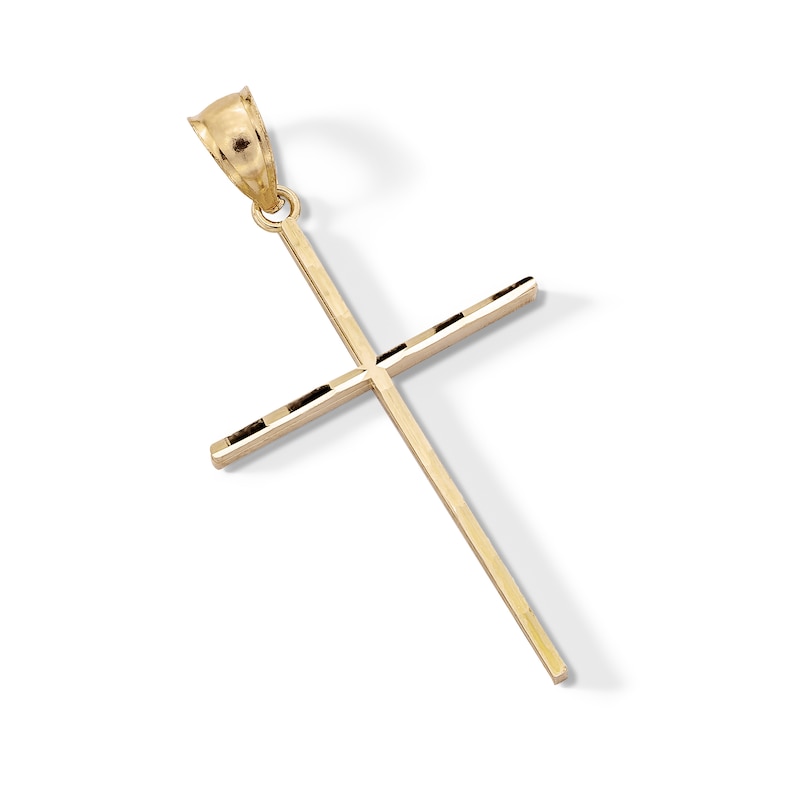 Main Image 3 of 10K Solid Gold Slender Cross Necklace Charm