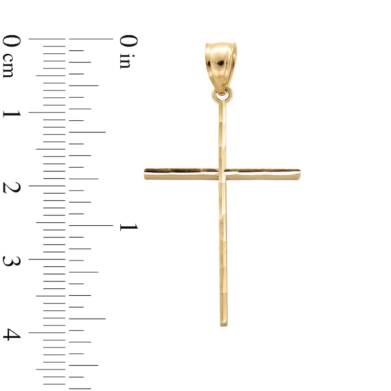 Main Image 4 of 10K Solid Gold Slender Cross Necklace Charm