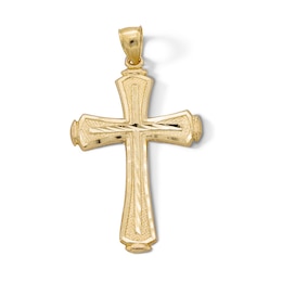 10K Solid Gold Diamond-Cut Cross Necklace Charm