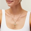 Thumbnail Image 2 of 10K Solid Gold Diamond-Cut Cross Necklace Charm