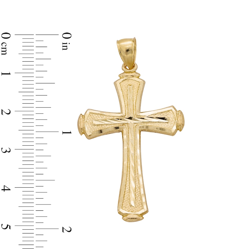 Main Image 4 of 10K Solid Gold Diamond-Cut Cross Necklace Charm