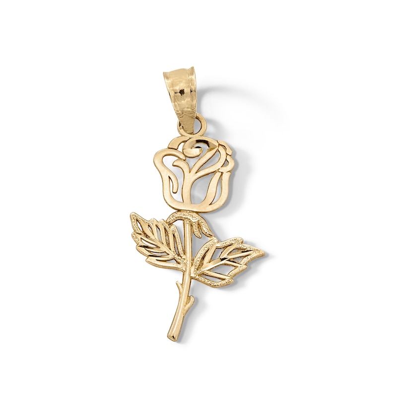 Main Image 1 of 10K Solid Gold Rose Cutout Necklace Charm