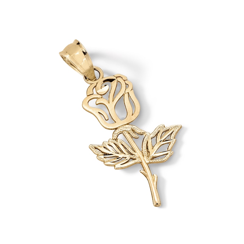 Main Image 3 of 10K Solid Gold Rose Cutout Necklace Charm