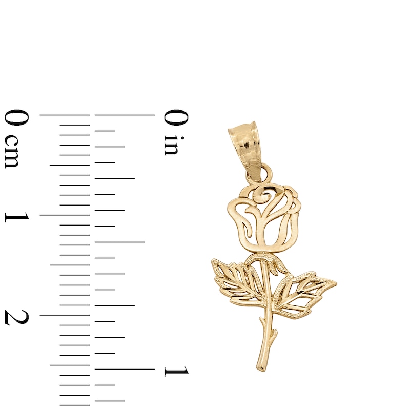 Main Image 4 of 10K Solid Gold Rose Cutout Necklace Charm