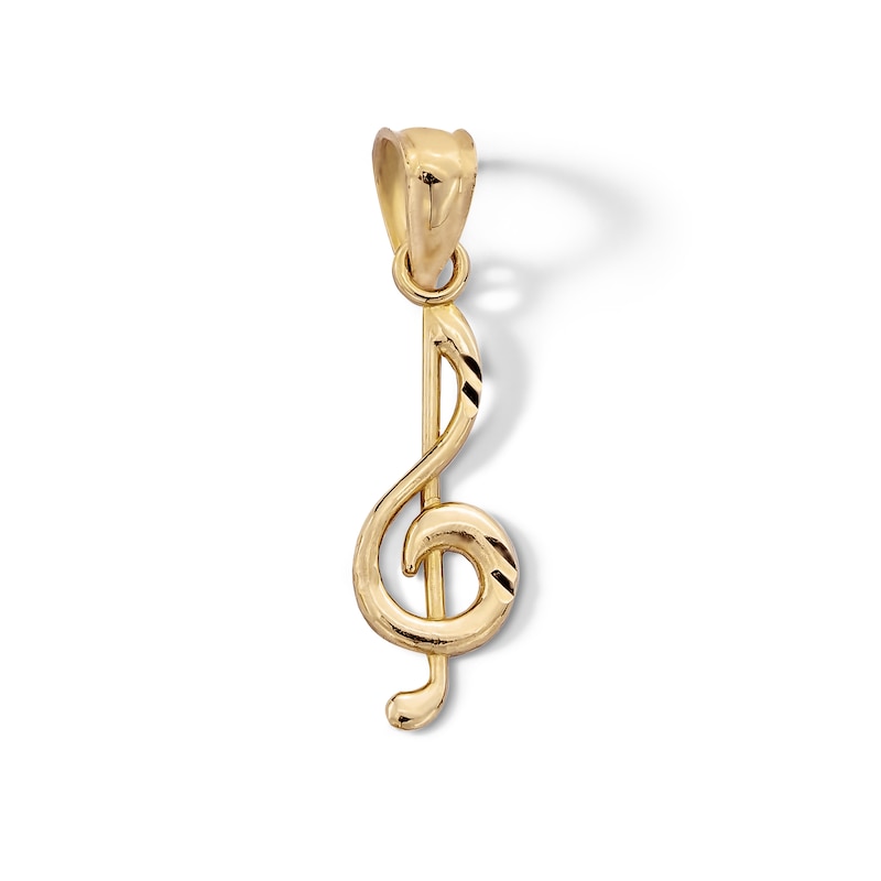 Main Image 1 of 10K Solid Gold Music Note Necklace Charm