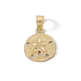 10K Solid Gold Diamond-Cut Sand Dollar Necklace Charm