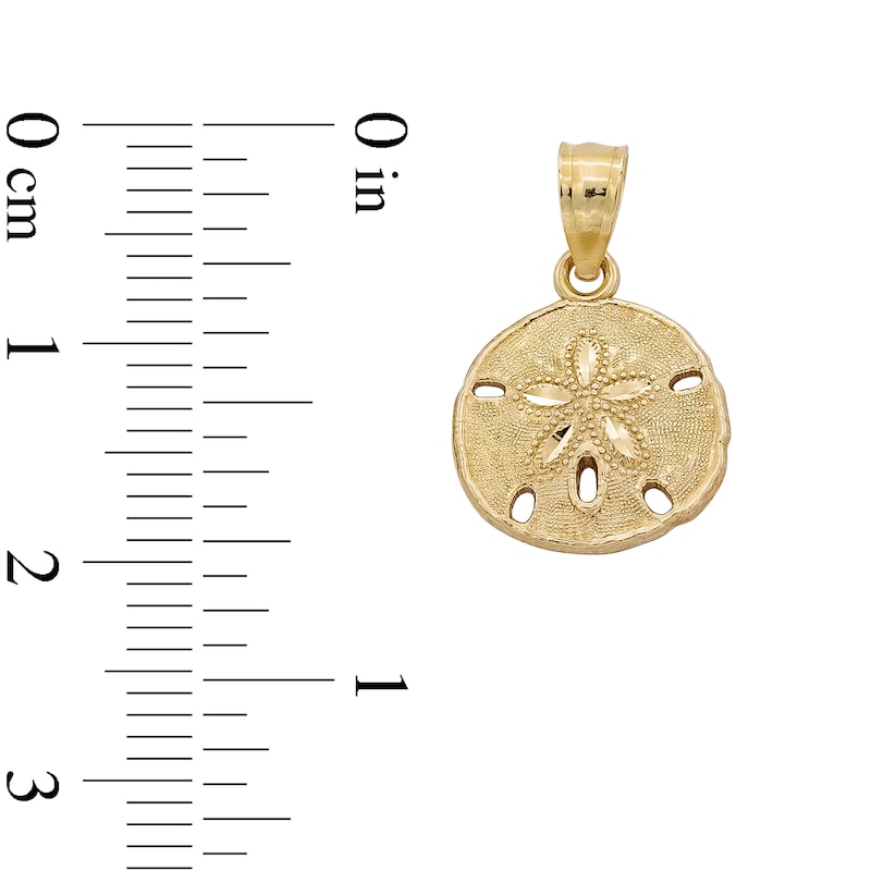 Main Image 4 of 10K Solid Gold Diamond-Cut Sand Dollar Necklace Charm