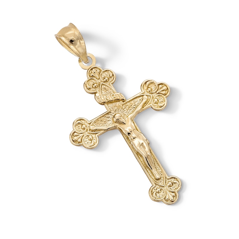 Main Image 3 of ​​​​​​​​​​​​​​10K Solid Gold Budded End Crucifix Necklace Charm