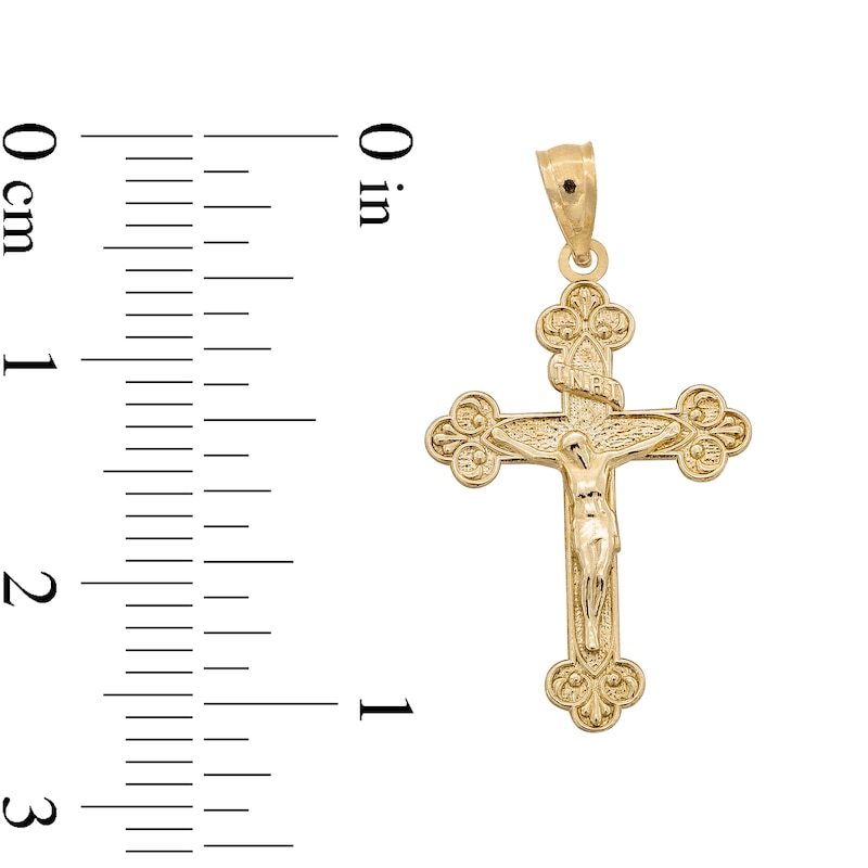 Main Image 4 of ​​​​​​​​​​​​​​10K Solid Gold Budded End Crucifix Necklace Charm