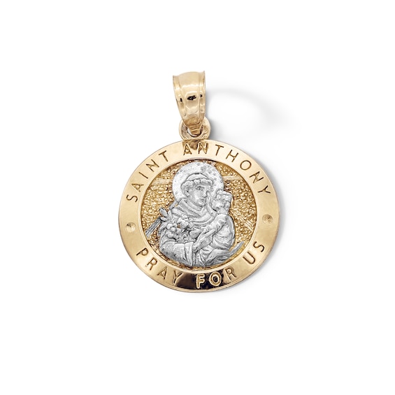 âââââââ10K Solid Gold Saint Anthony Two-Tone Necklace Charm